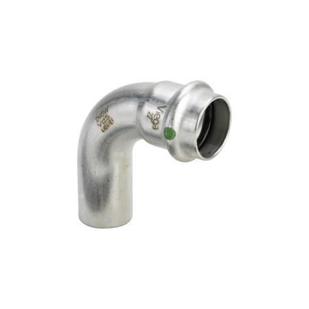 Łuk Sanpress 90' VIEGA 23161 jednoczęściowy, stal nierdzewna / stal nierdzewna, 42 mm (kw x mz) z uszczelką