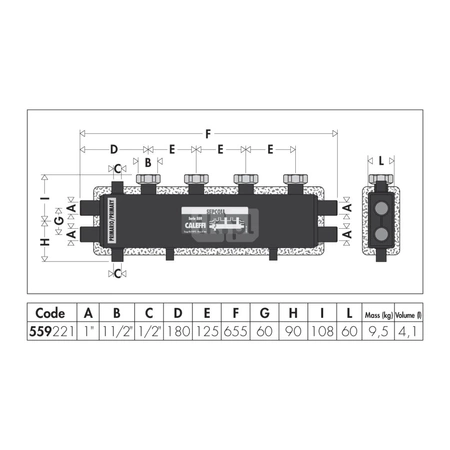 SEPCOLL 2+1 Rozdzielacz ze sprzęgłem hydraulicznym do instalacji grzewczych, 125 mm