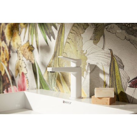 Bateria Malaga, umywalkowa, stojąca ze spustem klik-klak, white