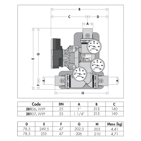 Grupa pompowa do cyrkulacji czynnika grzewczego 11/4" 45 st.  WYP