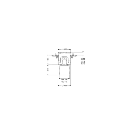 Wpust KESSEL Ecoguss z 1 przyłączem DN 100, odpływ pionowy (zdejmowany), kratka 120x120mm stal nierdzewna