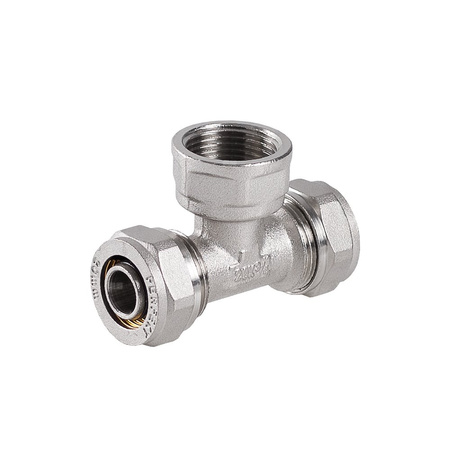 Trójnik PERFEXIM 709 mosiądz niklowany 16 mm x 1/2'' x 16 mm (zz x GW x zz)