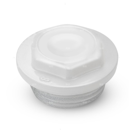 Korek do grzejnika G 500 C, E, F lewy KFA Armatura, stal nierdzewna, kolor biały RAL9010 do grzejników