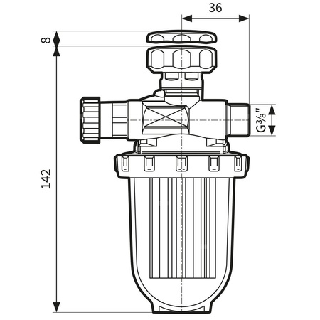 Filtr olejowy AFRISO R500Si jednorurowy z powrotem fi 3/8'' x 3/8'' GW x GZ, z wkładem plastikowym, maks. przepływ 210 l/h