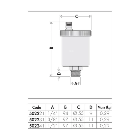 VALCAL - Automatyczny zawór odpowietrzający 3/8" GZ