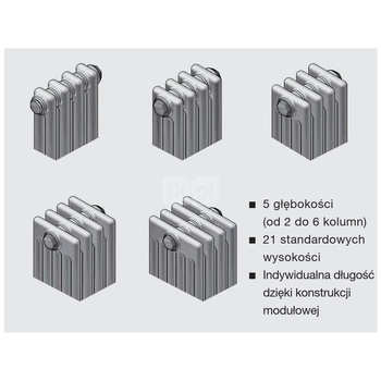 Grzejnik żeberkowy ZEHNDER Charleston 2000 x 782 mm, kolor czarny (RAL 9017), moc 3111 W