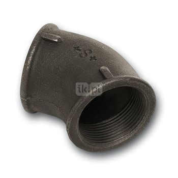 Kolano 45' SANHA 120#, żeliwo (czarny), 1 1/4'' (GW)