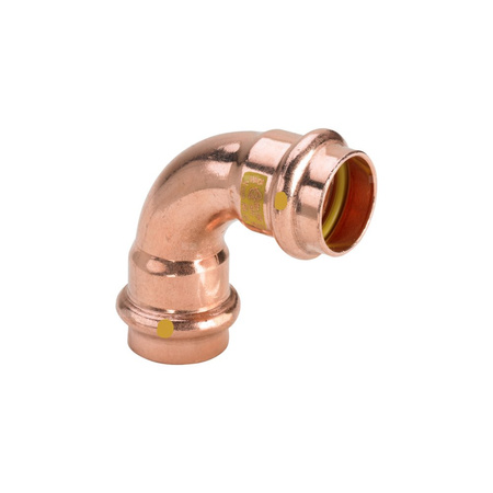 Łuk Profipress 90' VIEGA 2616 jednoczęściowy, Cu (stan surowy) / Cu (stan surowy), 42 mm (mz x mz) z uszczelką