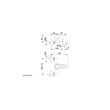 Bateria wannowa ścienna KFA Armatura SODALIT, kolor chrom