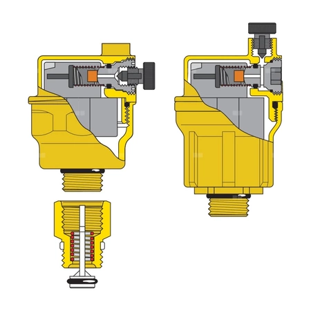 ROBOCAL - Odpowietrznik automatyczny 1/4" GZ. Upust poziomy