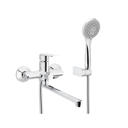 Bateria AGAT wannowo-umywalkowa ścienna z natryskiem punktowym chrom