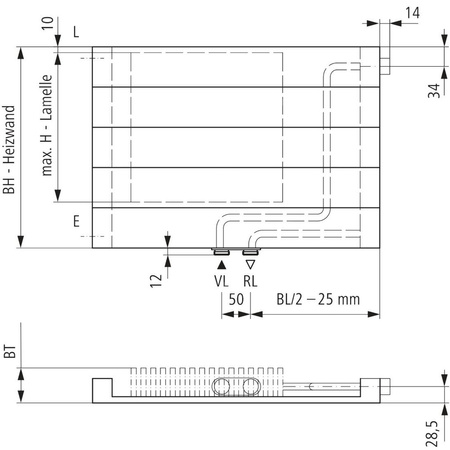 Grzejnik płytowy typ 10 KERMI V-HHV wym. 280 x 1300 mm, kolor biały, moc 419 W