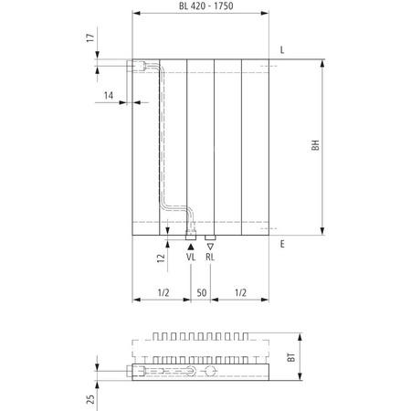 Grzejnik płytowy typ 22 KERMI V-HVV wym. 2200 x 490 mm, kolor biały, moc 2225 W