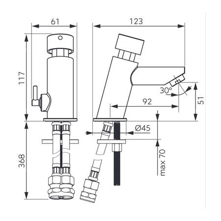 Bateria umywalkowa FERRO PRESSTIGE PRO, chrom, czasowa, z regulacją temperatury