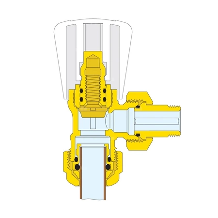 Grzejnikowy ręczny zawór kątowy do rur miedzianych oraz rur z tworzyw sztucznych 3/8" 23 p.1,5