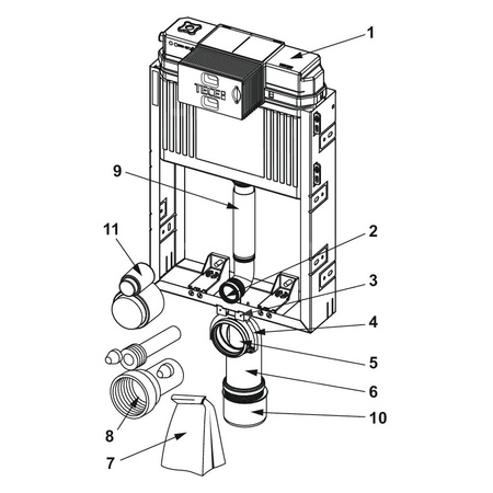 Spłuczka podtynkowaTECETECE, 901 x 500 x 145 mm, uruchamiana od przodu, z kolanem odpływowym 269mm