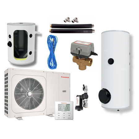 Pakiet - Pompa ciepła powietrzna powietrze-woda monoblok IMMERGAS MAGIS M8 EH3 7 kW 230 V + Zasobnik c.w.u. OKC 250 NTR/HP + Zasobnik buforowy NAD 100 V1