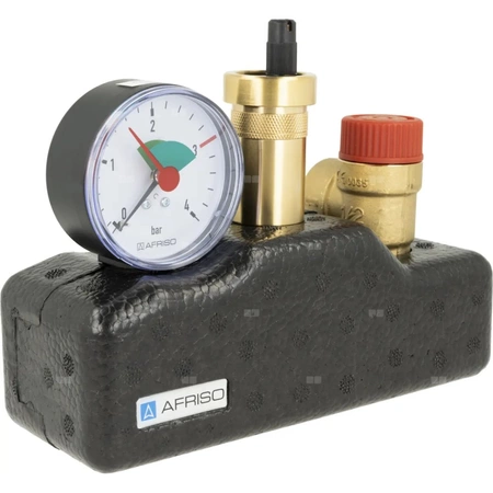 Zespół przyłączeniowy AFRISO KSG 1'' GW x GW, max. 3 bar + wskaźnik ciśnienia