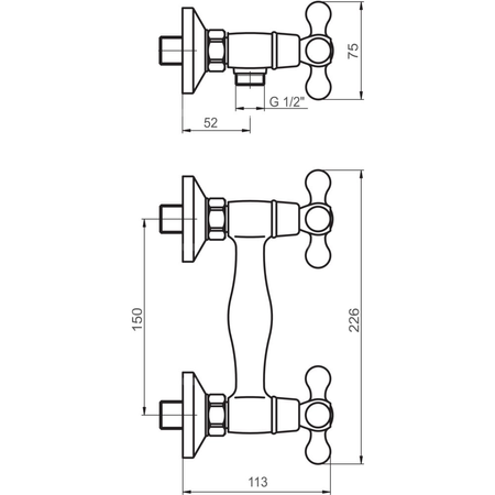ANTICA bateria natryskowa, bez natrysku, stary brąz
