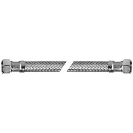 Wąż elastyczny przyłączeniowy QIK stal nierdzewna, 1/2'' x 8 mm x 3/4'', dł. 800 mm, GW x GW z oplotem