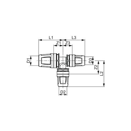 Trójnik TECE logo redukcja 90' PPSU 40 mm x 32 mm x 32 mm (końcówka wtykowa x końcówka wtykowa x końcówka wtykowa)