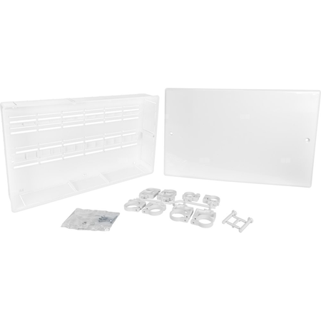 Plastikowa szafka do rozdzielacza wody użytkowej ADM, 10 punktów poboru, 330 X 625 X 88 mm