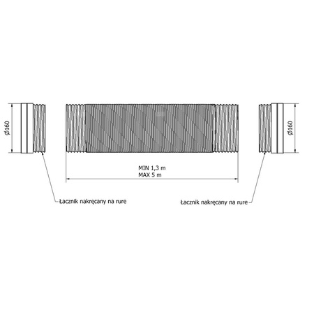Przewód elastyczny DN160 dł.5 m 