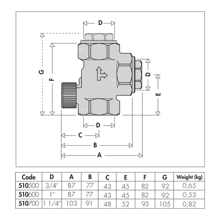 Zawór zwrotny zapobiegający cyrkulacji grawitacyjnej 1 1/4"