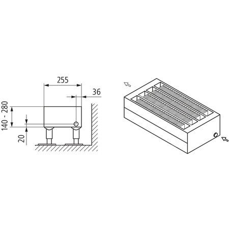 Konwektor Kermi Konvektor Typ54 BH70x255x1300mm QN1333, weiß, 6bar, o. Abd, AB 12