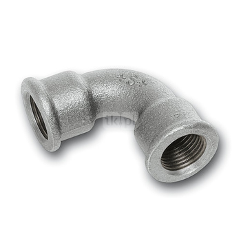 Łuk 90' SANHA 1A#, żeliwo (cynk/nikiel) (ocynk), 1 1/4'' (GW x GZ)