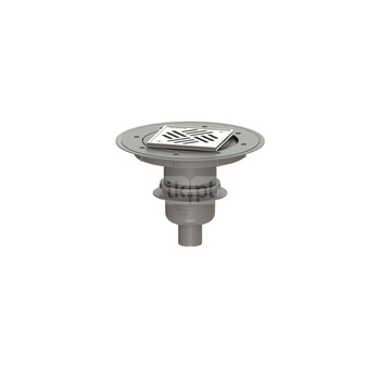 Wpust KESSEL Classic z 1 przyłączem DN 50, odpływ pionowy (zdejmowany), kratka 138x138mm stal nierdzewna