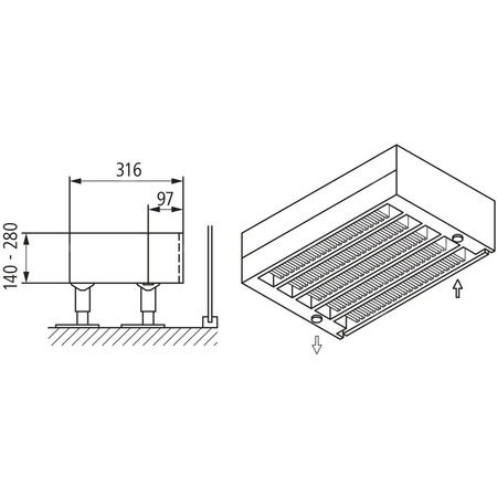 Konwektor Kermi Kon m. Str. Typ55 BH140x316x3000mm QN5388, weiß, 6bar, o. Abd., AB Uni.