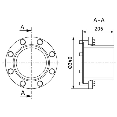 Króciec kołnierzowy tworzywo sztuczne dł.350mm szer.350mm DN 200/PE-HD 225x13 WILO