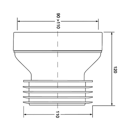 Przyłącze kanalizacyjne, krótkie L-120mm,wejście 90-110mm, wyjście 110mm,proste