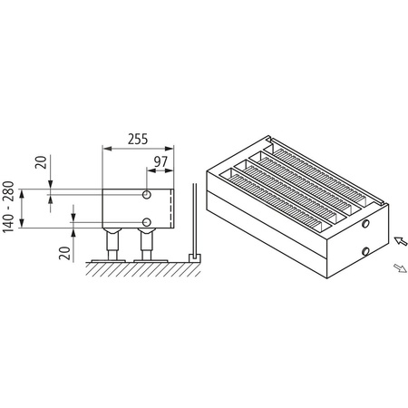 Konwektor Kermi Kon m. Str. Typ44 BH280x255x700mm QN1517,weiß,6bar,o. Abd.,AB Uni.
