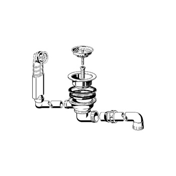Komplet odpływowo-przelewowy nr wzoru 7139.152 G: 1½ fi: 114,5 do zlewozmywaków z otworem odpływowym fi 90