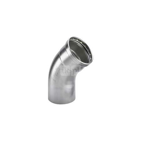 Łuk Sanpress 45' VIEGA 23261XL jednoczęściowy, stal nierdzewna / stal nierdzewna, 64 mm (kw x mz) z uszczelką
