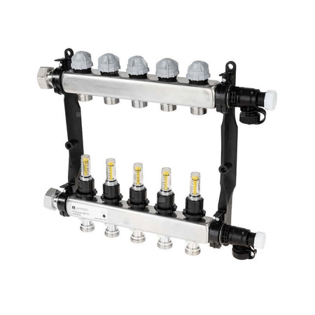 Rozdzielacz do ogrzewania podłogowego AFRISO ProCalida VA 1C 5-obieg. stal nierdzewna GZ 1'' x euroconus 3/4''