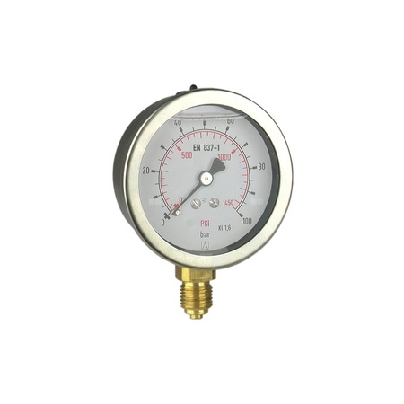 Manometr z rurką Bourdona AFRISO RF wstrząsoodporny D201 0/6 bar G1/2B radialne fi 100 mm, kl. 1,0%