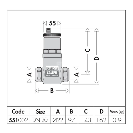 Separator CALEFFI DISCAL, 10 bar / 110'C, 3/4'' (GW)