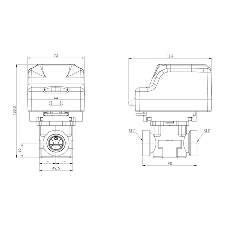 2-drogowy zawór strefowy AZV 453, DN20, G1'', Kvs 10, 230 V AC, NO