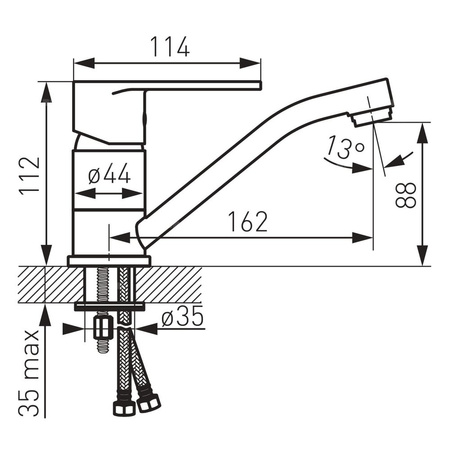 Bateria umywalkowa stojąca FERRO ALGEO, chrom, obrotowa, niska
