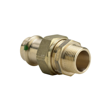 Złącze przejściowe Sanpress VIEGA 2265 trzyczęściowy, brąz (stan surowy) / brąz (stan surowy), 15 mm x 3/4'' (mz x gz), 69 mm z uszczelką