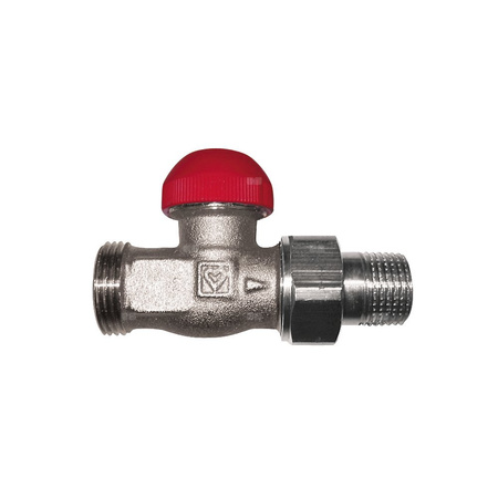 Zawór grzejnikowy termostatyczny HERZ TS-90-V prosty z nastawą wstępną, połączenie GZ 1/2'' (niklowanie)