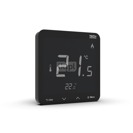 Bezprzewodowy regulator pokojowy bateryjny dopuszkowy czarny, model R-8pb PLUS