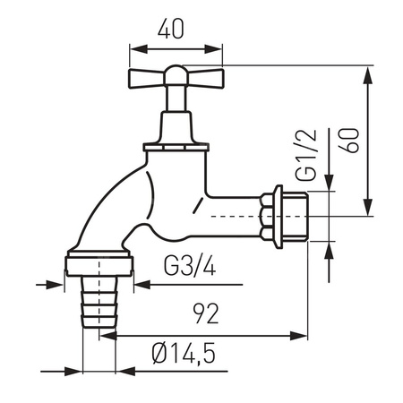 Zawór wodny FERRO Grzybkowy czerpalny GZ 1/2'' x złączka do węża 14,5mm