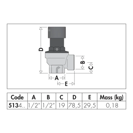 Zawór przelewowy CALEFFI 513 mosiądz 8 bar GW 1/2''