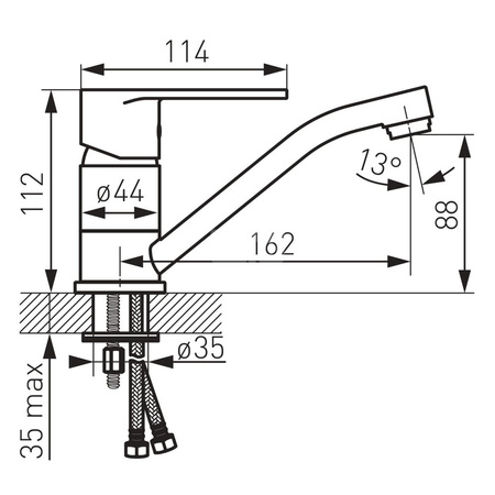 Bateria umywalkowa stojąca FERRO ALGEO, chrom, obrotowa, niska