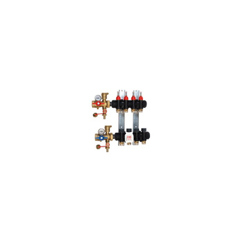 Rozdzielacz do ogrzewania podłogowego GIACOMINI R553FPDB 2-obieg. technopolimer 1'' x eurocono 3/4'' + przepływomierz + termometr + zawór napełn/spust + odpowietrznik + zawór przy przyłączu