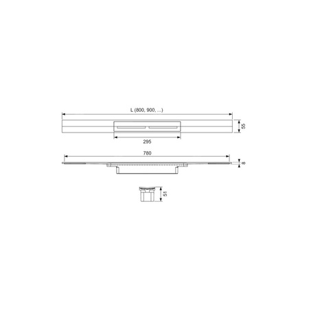 TECEdrainprofile - rynna stal szczot.900mm